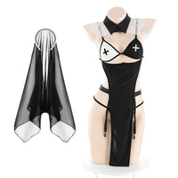 Sexy New Witch Nun Maid Dress with Veil Halloween costume