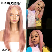 ****sale****Pink Lace Front Wig Human Hair Wigs  Transparent Lace Closure 14-28 inch Long Straight Brazilian Hair Wigs