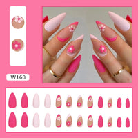 Extra Long Pointed French Wearable Armor White Rose Diamond Slim False Nails Tips Fake Nails Press On Nails Manicure