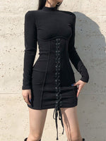 Tie Up Bandage Black Bodycon Dress - Divine Diva Beauty