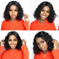 13x4 Loose Deep Wave Lace Frontal Wig Short Bob Human Hair Wigs 180% Density Deep Curly Brazilian Remy Pre-plucked Glueless Wig - Divine Diva Beauty