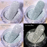 1Box Silver Reflective Nail Powder Color-Change Reflection Glitter Shinning Crystal Rhinestone Powder UV Gel Polish Chrome Dust