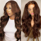 13x4 Chocolate Brown Body Wave Lace Front Wig HD Transparent Lace Frontal Wig Human Hair Preplucked Colored Human Hair Wigs Remy *****sale****