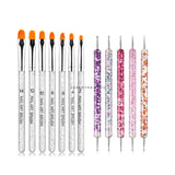 Multiple nail art nail brush Design Tip Drawing Carving Dotting Nail Pen Builder Flat Liner Acrylic Gel Polish Manicure