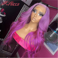 Highlight Purple Colored Human Hair Wigs Brazilian Remy Hair Pre Plucked 13x4 Lace Front Human Hair Wigs Lace Wigs