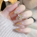 24pcs Rhinestone Design Fake Nails Shiny Bridal Women Lady party nail DIy Decorations Press On nail Tips False Nail Patch