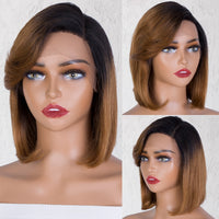 Human Hair Wigs Brazilian Straight Bob Wigs Transparent Frontal Wig Pre Plucked Lace Wigs Natural Hair