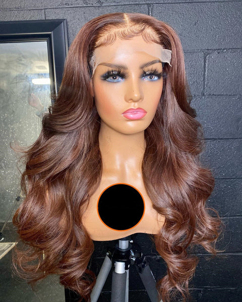 Body Wave Dark Brown 13x4 Lace Front Wig 180% Density Peruvian Human Hair Wig Brown 360 Lace Front Human Hair Wigs - Divine Diva Beauty