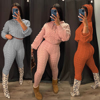 Knitwears Two Piece Set Winter Knitted Sweaters Pullovers Crop Top