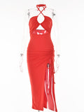 Sleeveless Sexy Female Midi Backless Dress