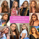 30 Inch Highlight Ombre Straight Lace Front Human Hair Wigs Honey Blonde Colored Bone Straight Lace Frontal Wigs