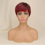 Synthetic Hair Wig  Brown highlight Black Mixed Short Straight Wigs