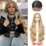 Synthetic Lace Front Wigs 99J Burgundy Lace Wig SOKU L Part Heat Resist Fiber Soft Long Wavy 30 Inch Hair Wig