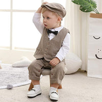 Newborn Boy Formal Clothes Set Infant Boy Gentleman Outfit With Hat Vest Long Sleeve bby