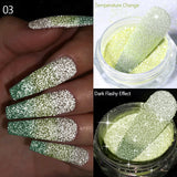 Reflective Glitter Nail Powder Green Red Holographic Nail Art Dust Shinning Chrome Pigment DIY Manicures Decoration