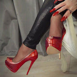 Metallic Colors Women Platform Pumps Peep Toe High Heels 11+