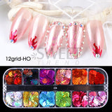 12 Grids Opal Dream Crystal Sequins Nail Flake Galaxy Iridescent Aurora 3D Paillette for Winter Autumn Manicure Decoration