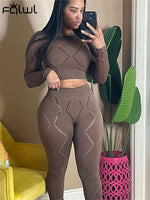 2 Two Piece Set Sweatsuits Long Sleeve Crop Top Outfit