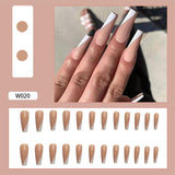 24Pcs/Box White French Fake Nails Press on Long XL Length Rhinestone Design False Nails Full Cover Acrylic Nail Tips - Divine Diva Beauty