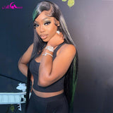 Highlight Green Colored 13x4 Lace Frontal Wig Transparent Lace Front Straight Human Hair Wigs Pre-Plucked Remy Hair