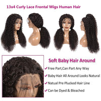 Virgin Kinky Curly Lace Front Human Hair Wigs HD Transparent Natural Malaysian Curly Human Hair Wig