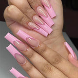 24pcs/box fake nails with Glue Detachable Long Ballerina False Nails With Design Wearable Fake Nails Full Cover Nail Tips