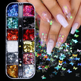 12 Grids Opal Dream Crystal Sequins Nail Flake Galaxy Iridescent Aurora 3D Paillette for Winter Autumn Manicure Decoration