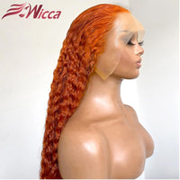 Orange Ginger Colored Curly Human Hair Wigs Lace Front 200 density 13x4 Lace Front Wig Brazilian Remy Hair Pre Plucked - Divine Diva Beauty