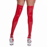 PVC Leather thigh high Wet look Sexy Stockings Night Club Knee High Sock footwear