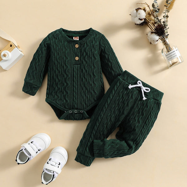 2Pc Baby Boy Outfits Set Casual Solid Long Sleeve outfit bby