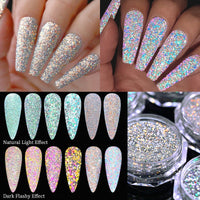 Reflective Nail Art Powder Glitter Nails Super Shinning Crystal Rhinestones Sequins Chrome Pigment UV Gel Polish DIY Decorations