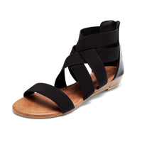 Elastic Ankle Strap Sandals Low Wedges Open Toe Shoes Summer Classic Women Casual Sandals 11+