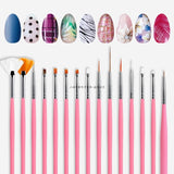 Multiple nail art nail brush Design Tip Drawing Carving Dotting Nail Pen Builder Flat Liner Acrylic Gel Polish Manicure