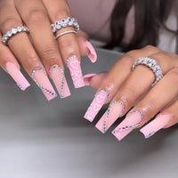 24pcs/box fake nails with Glue Detachable Long Ballerina False Nails With Design Wearable Fake Nails Full Cover Nail Tips