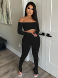 Two 2 Piece Sets Sweatsuits Strapless Crop Top Outfits Skinny Pants Sets