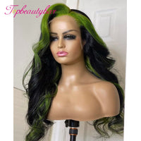 Green Highlight Wig Human Hair Body Wave 180% Pre-Plucked 13x6 Lace Frontal Wigs Human Hair Wigs Remy Brazilian