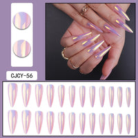 Extra Long Pointed French Wearable Armor White Rose Diamond Slim False Nails Tips Fake Nails Press On Nails Manicure