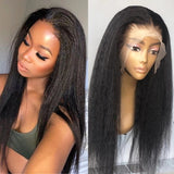 Kinky Straight Lace Front Human Hair Wigs Human Hair Lace Wig Glueless 4x4 13X4 Kinky Straight Lace Closure Wig