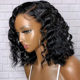 13x4 Loose Deep Wave Lace Frontal Wig Short Bob Human Hair Wigs 180% Density Deep Curly Brazilian Remy Pre-plucked Glueless Wig - Divine Diva Beauty