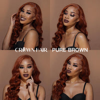 Brown 360 HD Glueless Frontal Body Wave 13x4 Lace Front Human Hair Wig Transparent Brazilian Remy Loose Ombre Chocolate Ginger - Divine Diva Beauty