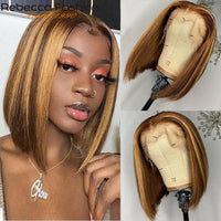 Ginger Short Bob Lace Front Wigs 100% Human Hair Wigs Bob Lace Wigs Blonde Orange Straight Brazilian Hair Closure Wig ****SALE***