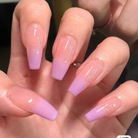 24Pcs Long Ballerina Fake Nails with Wings Pattern Full Cover Manicure Coffin False Nails Press On Nails Wearable Nail Tips