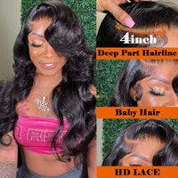 HD Lace Frontal Wig 6x6 Lace Closure Wig 30 Inches Body Wave Lace Front Human Hair Wigs Brazilian Remy Hair