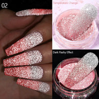 Reflective Glitter Nail Powder Green Red Holographic Nail Art Dust Shinning Chrome Pigment DIY Manicures Decoration