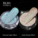 Reflective Nail Art Powder Glitter Nails Super Shinning Crystal Rhinestones Sequins Chrome Pigment UV Gel Polish DIY Decorations