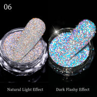 Reflective Glitter Nail Powder Green Red Holographic Nail Art Dust Shinning Chrome Pigment DIY Manicures Decoration