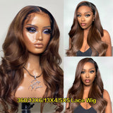 Body Wave Dark Brown 13x4 Lace Front Wig 180% Density Peruvian Human Hair Wig Brown 360 Lace Front Human Hair Wigs - Divine Diva Beauty