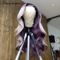 Purple Body Wave Lace Front Human Hair Wigs150Density HD Transparent Lace Frontal Wig Remy Brazilian Hair Pre Plucked