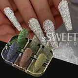 6 Grids Sparkly Reflection Glitter Powder For Nail Reflective Crystal Diamond Effect Sequin Gel Polish Pigment