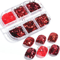 6 Grids Sparkly Reflection Glitter Powder For Nail Reflective Crystal Diamond Effect Sequin Gel Polish Pigment